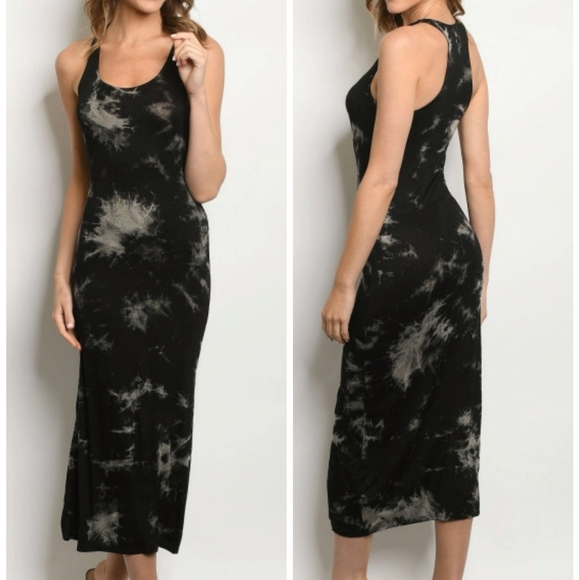 Petit Bateau Dresses & Skirts - BLACK TANK TOP RACERBACK TIE DYE MAXI DRESS